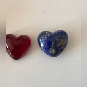 Polished Lapis Lazuli and Red Heart Palm Stone